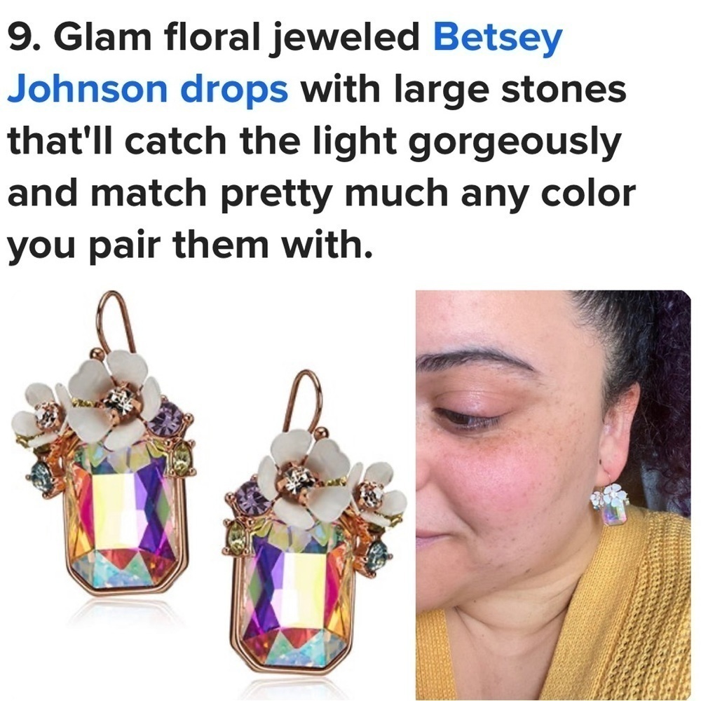 Betsy Johnson Cluster Stone Flower Drop Earrings - Picture 3 of 12